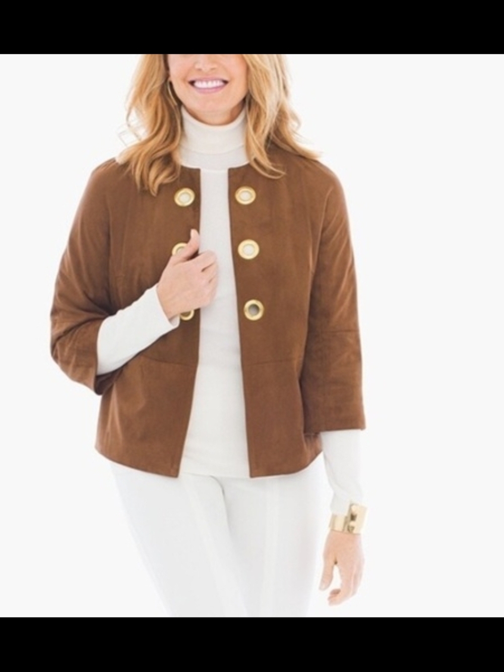 Chico's Brown Suede Short Blazer